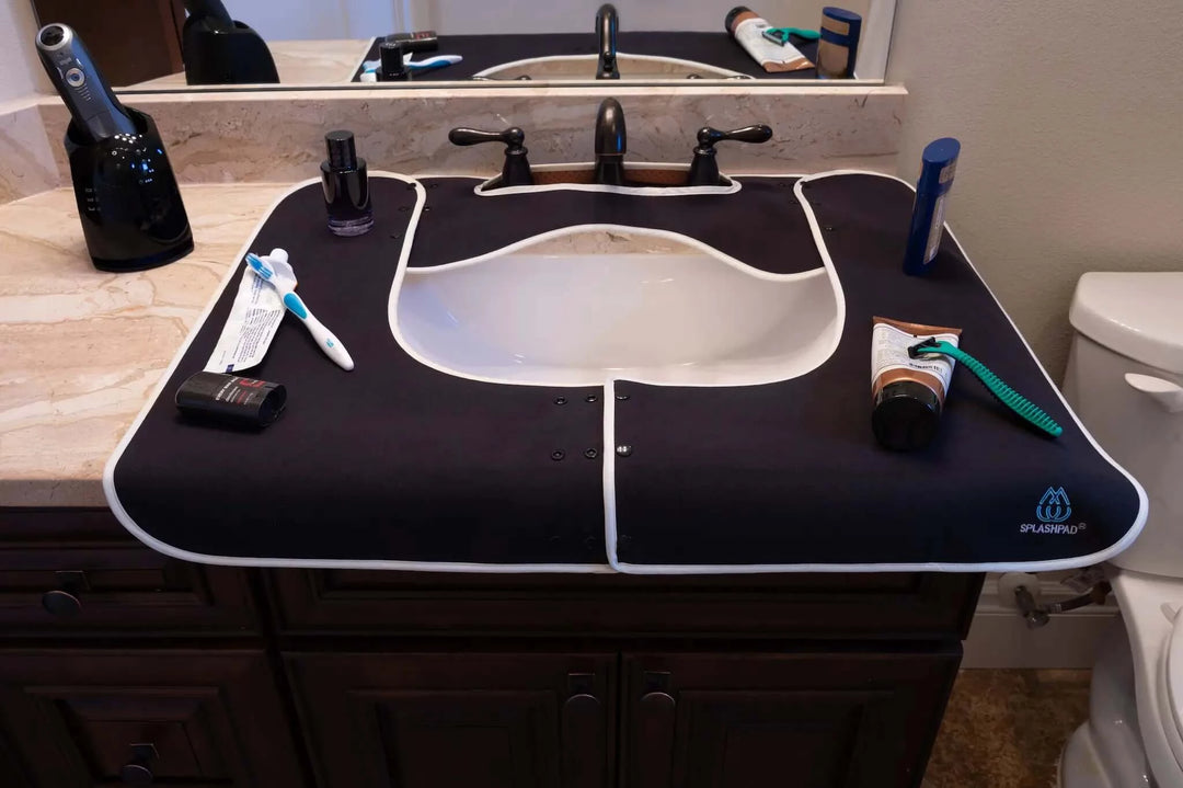 Water Splash Guard for Bathroom Sink - Black Splashpad Mat